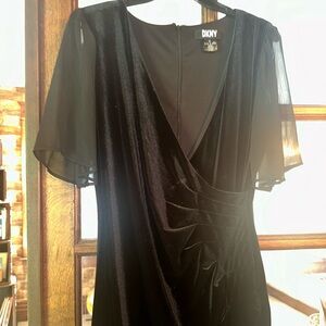 DKNY Black Sheer Sleeve Velvet Dress Mother of the Bride Fall Dress